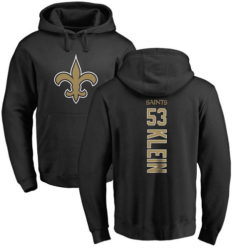 Men New Orleans Saints Black A J  Klein Backer NFL Football #53 Pullover Hoodie Sweatshirts->new orleans saints->NFL Jersey
